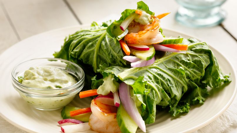 Wraps de Col Verde (Kale) y Camarones a la Parrilla