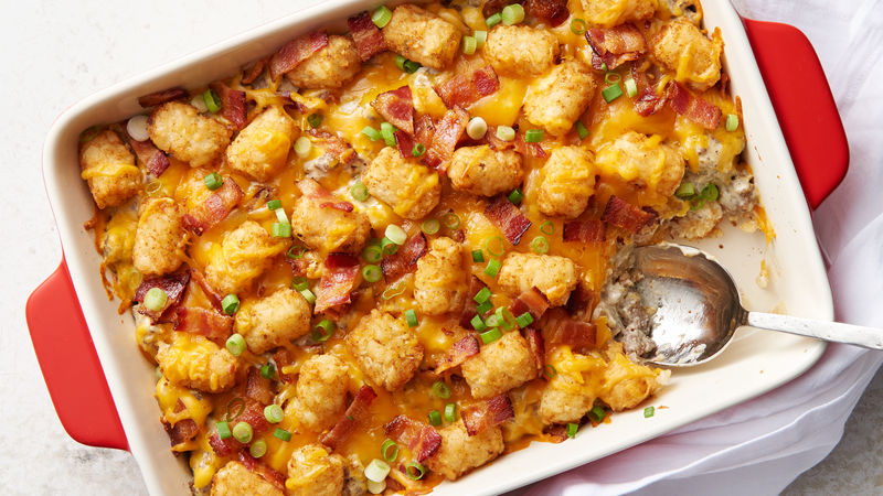 cheesy hamburger tater tot casserole recipe