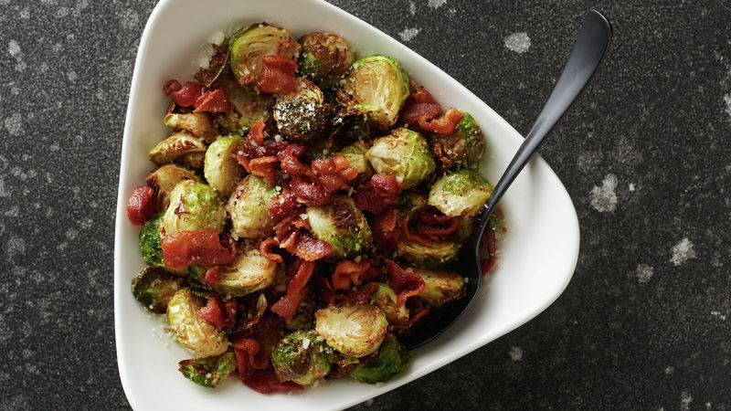 Air Fryer Balsamic Bacon Brussels Sprouts Recipe Tablespoon Com