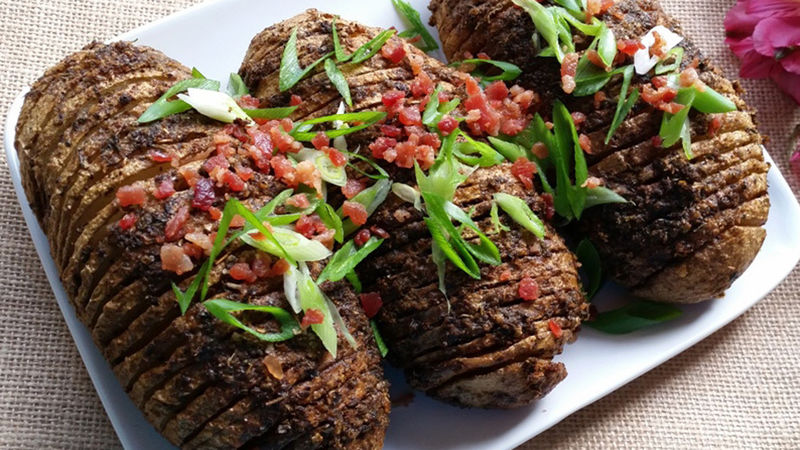 Hasselback Potatoes with Bacon and Chives