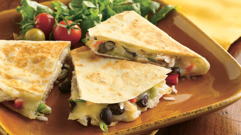 Cheesy Chicken And Bean Quesadillas Recipe Bettycrocker Com