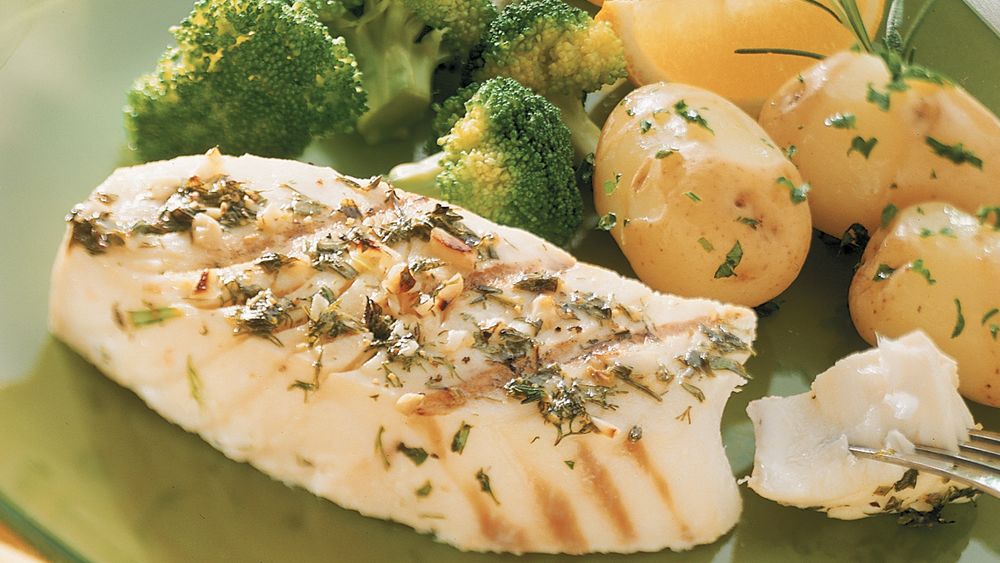 HerbMarinated Grilled Halibut recipe from