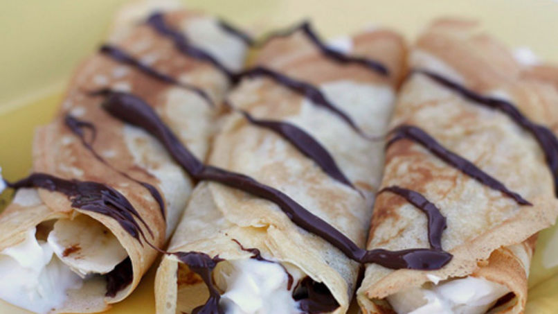 Banana Crepes with Hazelnut Cream and Chocolate