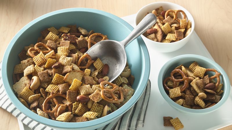 Chex Party Mix Recipe with M&Ms - The Feathered Nester