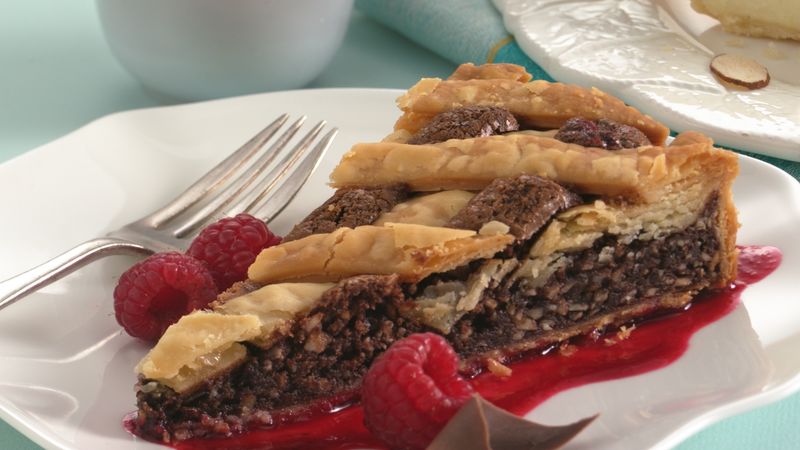 Fudge Crostata with Raspberry Sauce