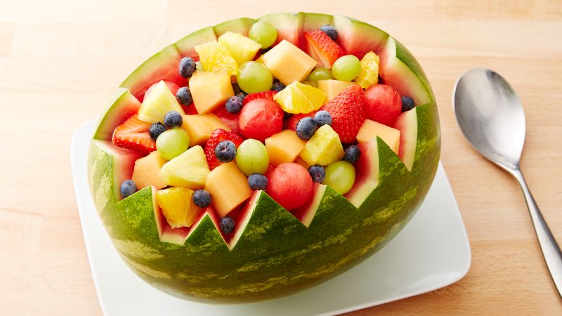 Carved Watermelon Bowl Recipe Bettycrocker Com