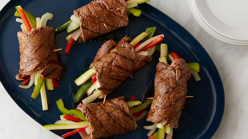 Rouleaux de steak glacés au vinaigre balsamique