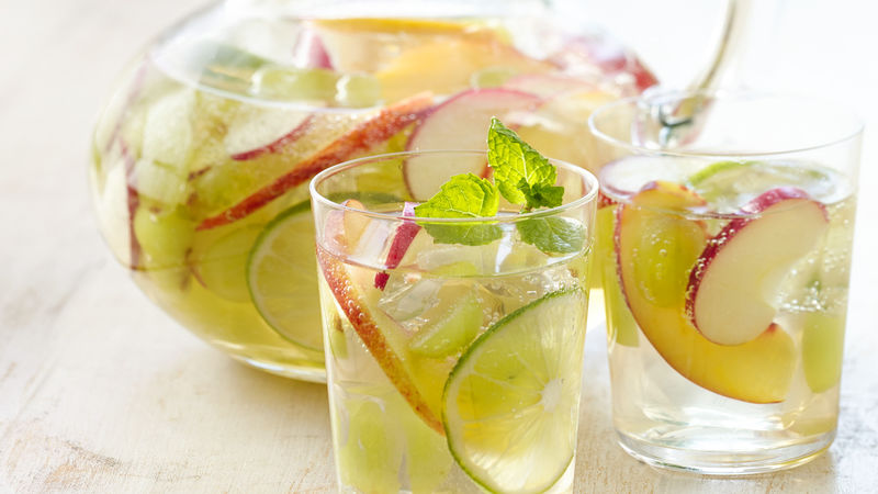 White Sangria with Lavender Mint Simple Syrup