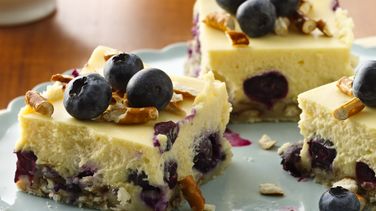 Lemon-Blueberry Pretzel Cheesecake Squares