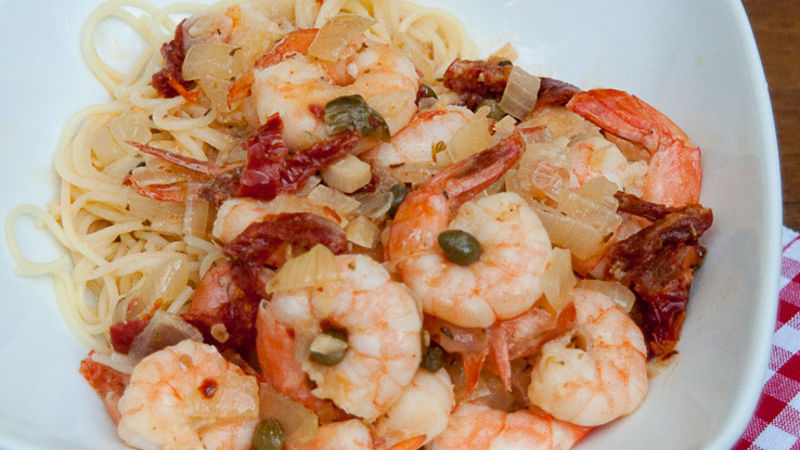 Mediterranean Shrimp with Angel Hair Pasta