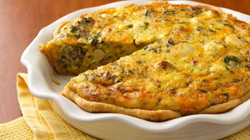 Quiche au poulet, au fromage Asiago et aux épinards