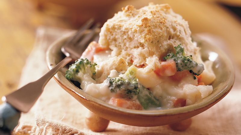 Veggie Casserole with Dill Drop Biscuits