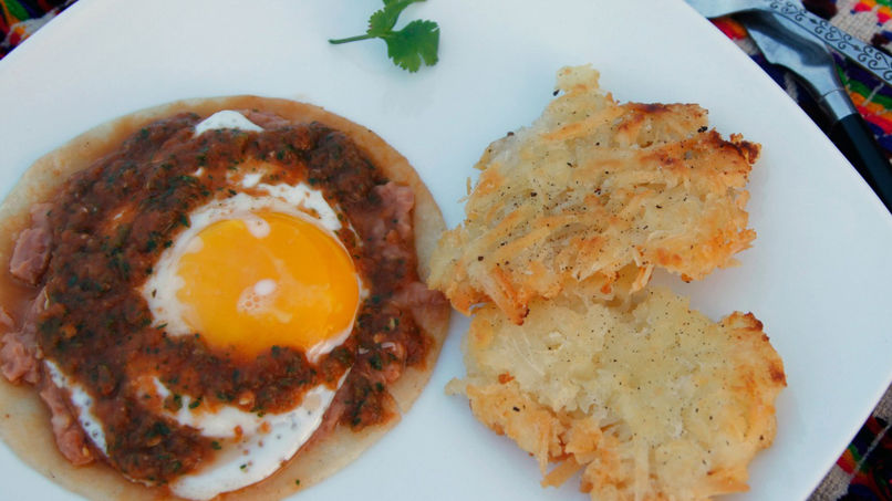 Huevos Rancheros with Yucca Hash Browns