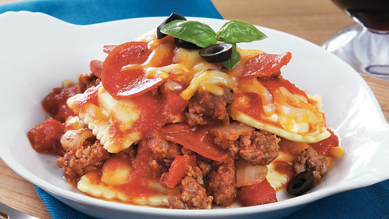 Slow-Cooker Pizza Ravioli Mix Up