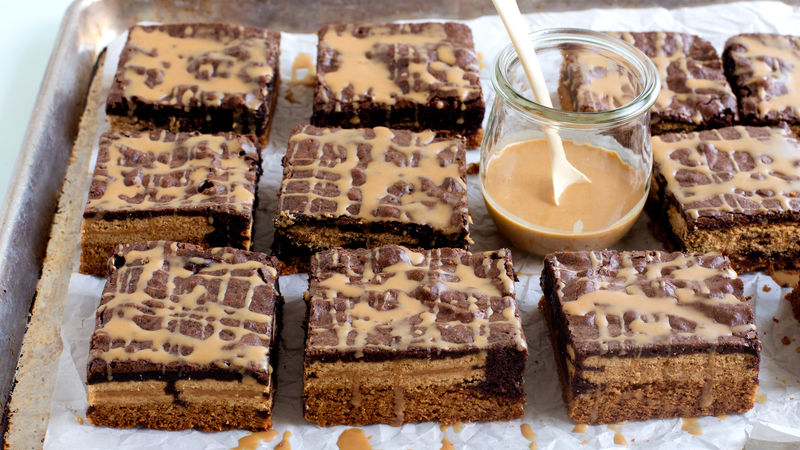 Outrageous Stacked Peanut Butter Brownies Recipe Bettycrocker Com