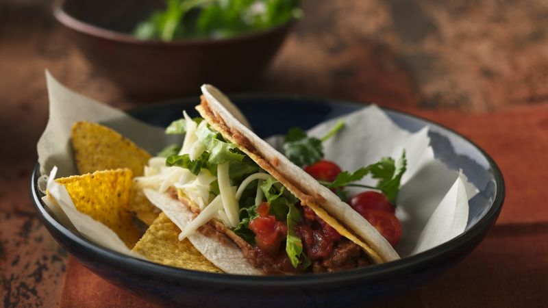 Double Layer Tacos Recipe Bettycrocker Com