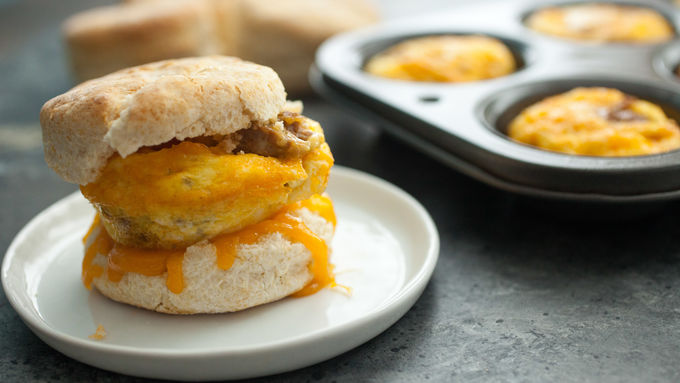 Sausage, Egg and Cheese Muffin-Tin Breakfast Sandwiches