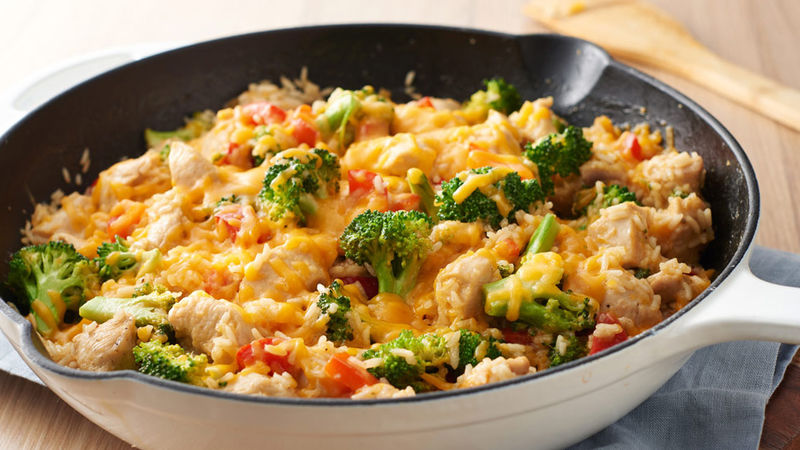 One Pot Cheesy Chicken Rice And Broccoli Recipe Pillsbury Com