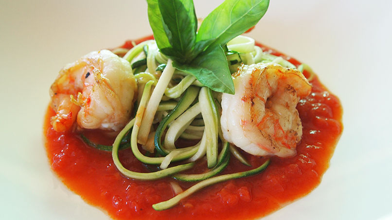 Fideos de Zucchini y Camarón