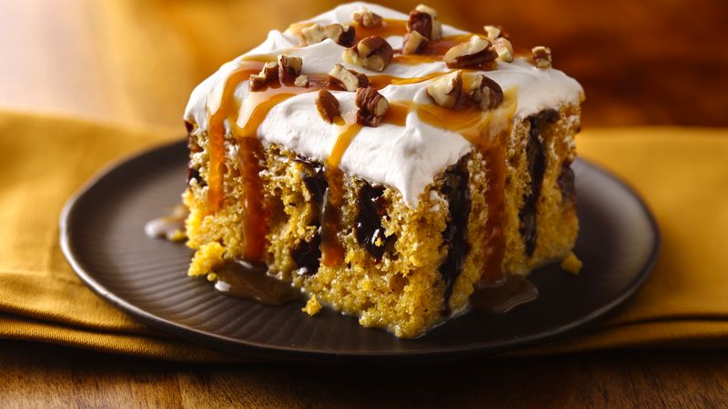Caramel-Drizzled Pumpkin Poke Cake