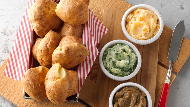 Mini-Popovers with Flavored Butter Trio