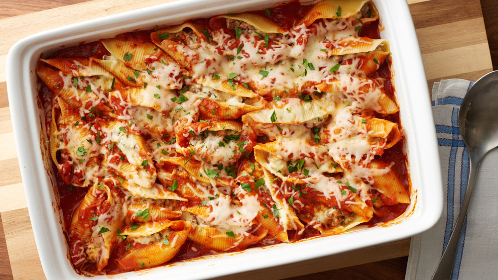 Three-Cheese Beef Pasta Shells Recipe - Pillsbury.com