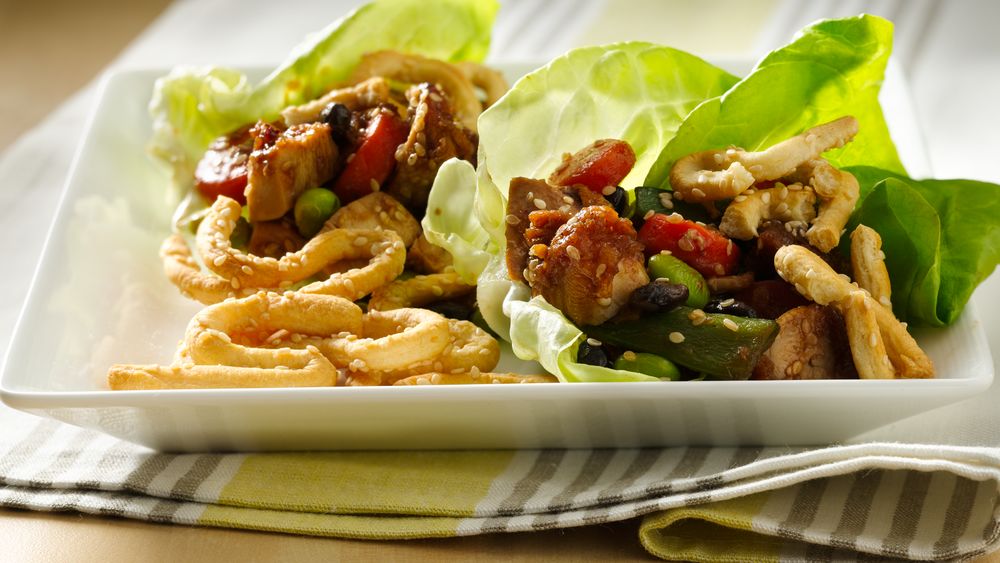 Chicken Lettuce Wraps with Sesame Crescent Noodles Recipe
