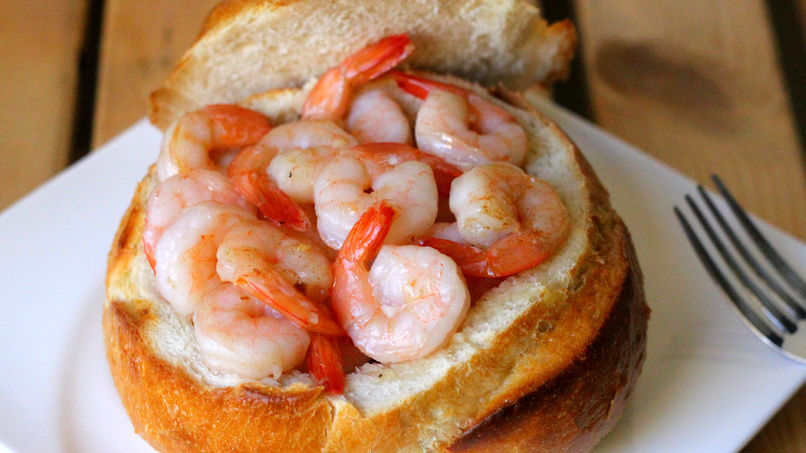 Garlic Shrimp in Bread Bowls