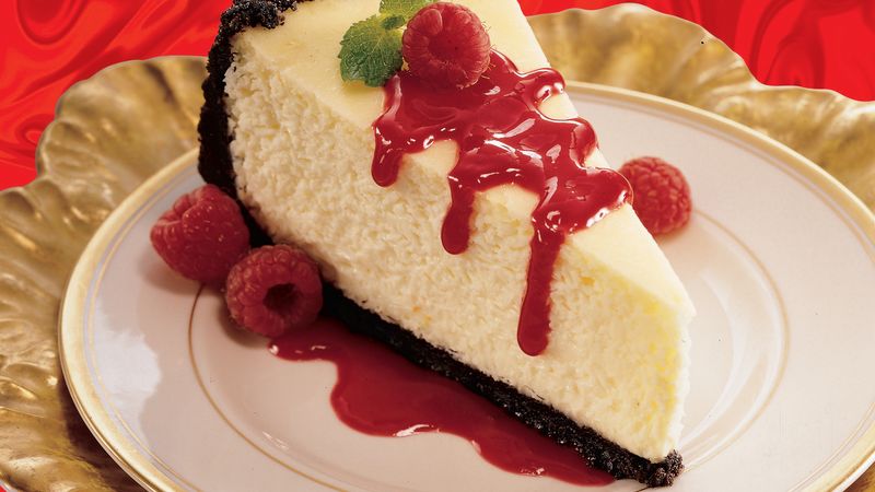 Orange Cheesecake With Raspberry Sauce Recipe Bettycrocker Com