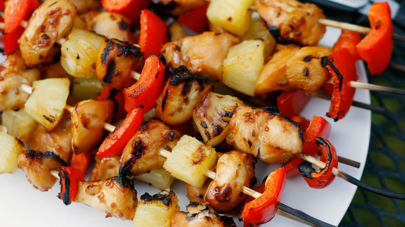 Teriyaki Chicken Pineapple And Red Pepper Kabobs Recipe Bettycrocker Com