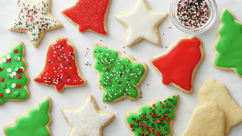 Classic Sugar Cookies Christmas shaped with icing 