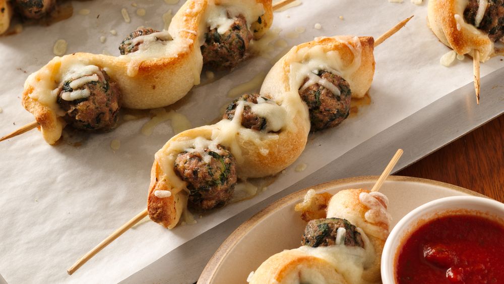 Meatball and Breadstick Sub Skewers recipe from