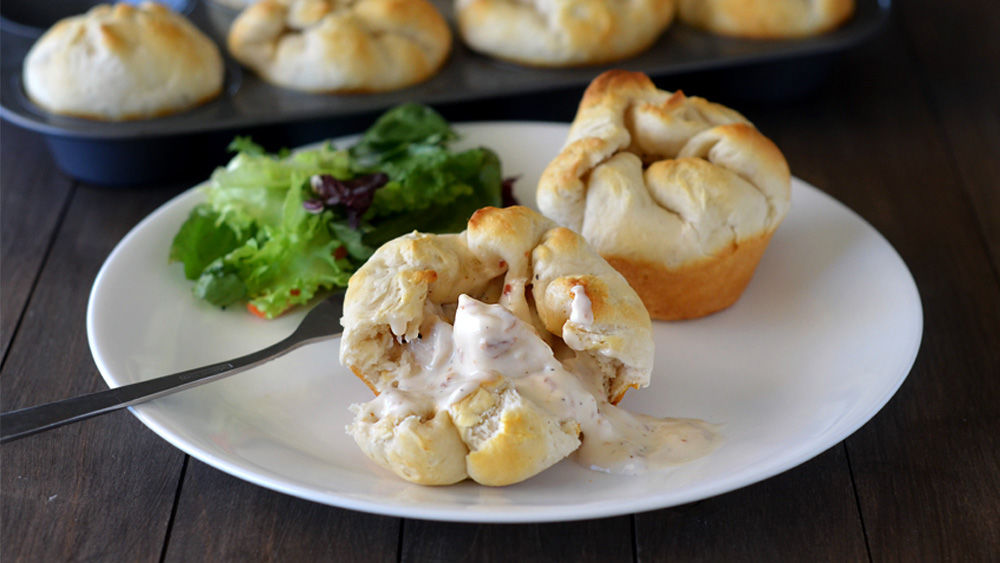ChickenBacon Alfredo Biscuit Cups recipe from