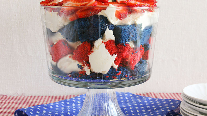 Betty Crocker Red White and Blue Trifle | All-American 4th Of July Desserts | easy patriotic desserts