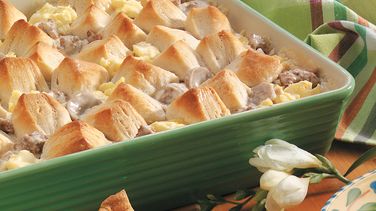 Creamy Sausage Casserole with Biscuits