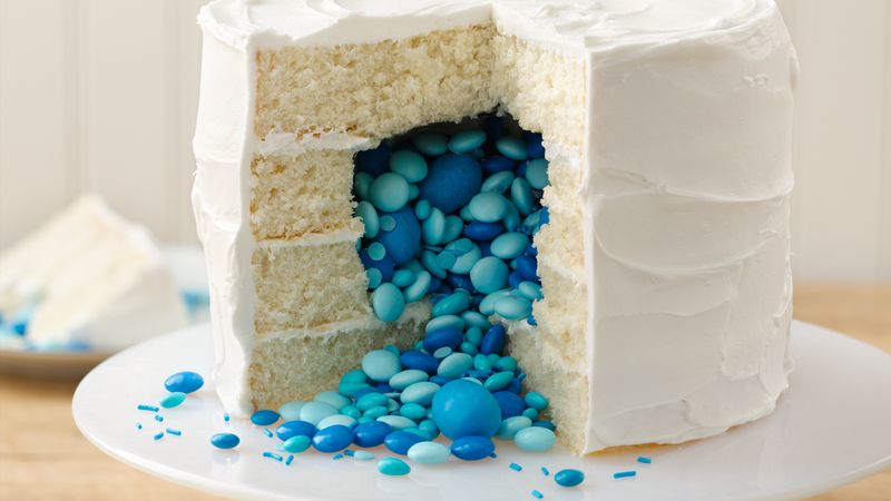 Surprise On The Inside Gender Reveal Cake Recipe Bettycrocker Com