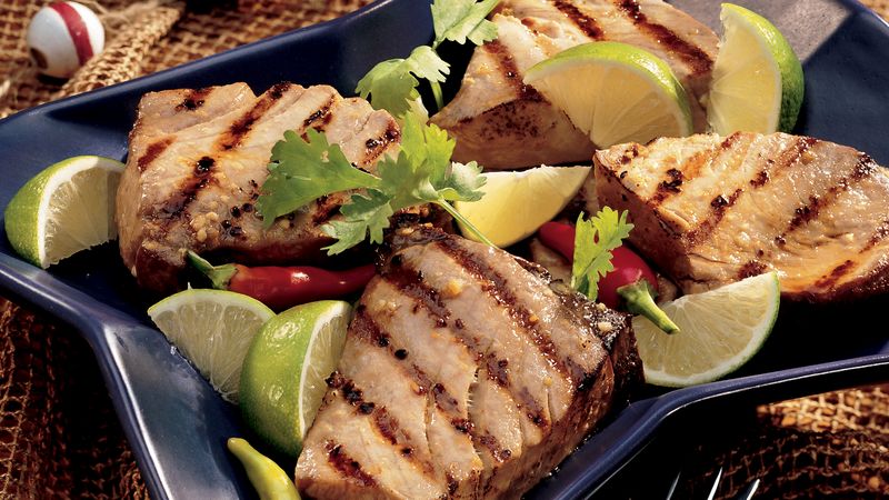 Grilled Ginger Lime Tuna Steaks Recipe Bettycrocker Com