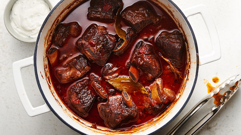 Red Wine Braised Short Ribs with Horseradish Cream