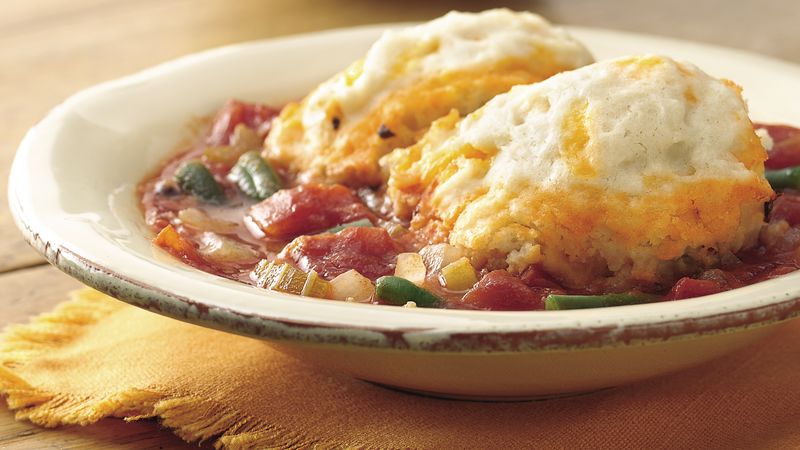 Tomato-Vegetable Stew with Cheddar Cheese Dumplings