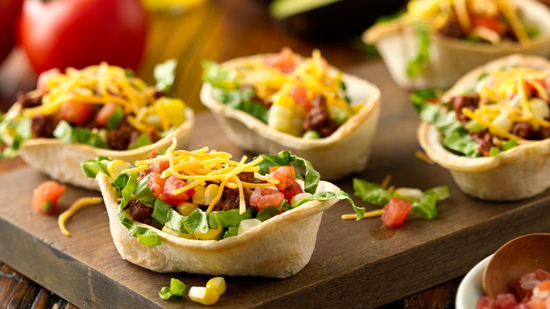 Mini Taco Salad Bowls Recipe  BettyCrocker.com