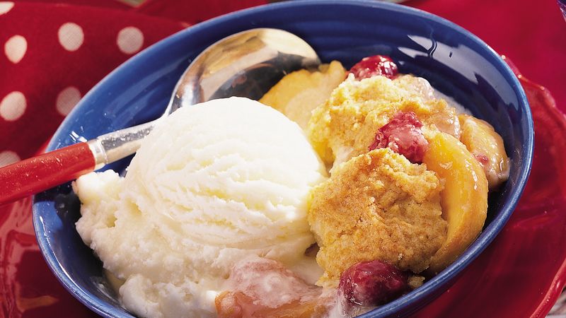 Fresh Peach and Raspberry Cobbler