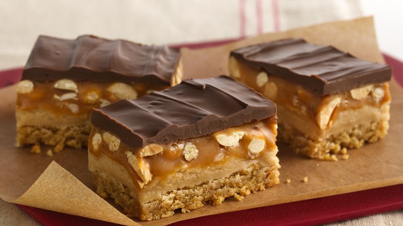 Peanut, Caramel and Chocolate Candy Bars Recipe