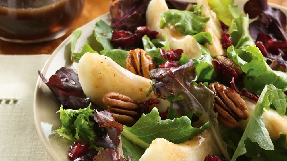 Pear and Greens Salad with Maple Vinaigrette recipe from