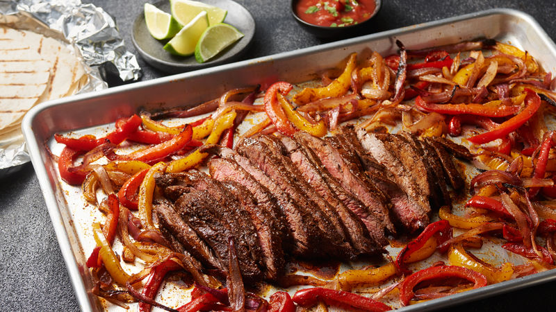 Sheet Pan Flank Steak Fajitas prepared recipe 