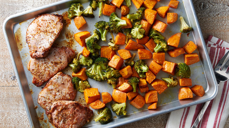 Sheet-Pan Honey-Balsamic Pork Chop Dinner