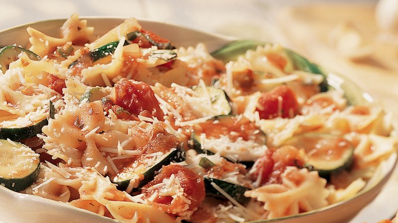 Parmesan Vegetables Over Bow Ties