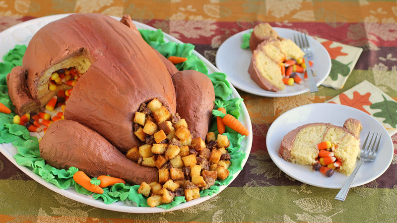 Gâteau en forme de dinde de l’Action de grâce