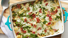 Cheesy Bacon and Spinach Tortellini Casserole