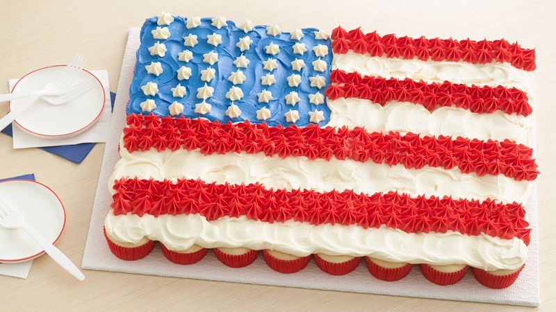 Fourth of July Cupcake Flag Cake Recipe - BettyCrocker.com