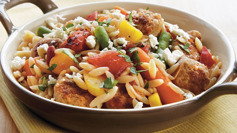 Italian Sausage and Orzo Skillet Recipe - BettyCrocker.com